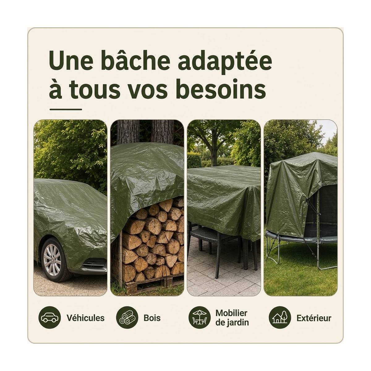 Vito - Bâche de protection 6 x 10 m Bache à oeillets Etanche Protection Anti UV VITO - Imagen 6