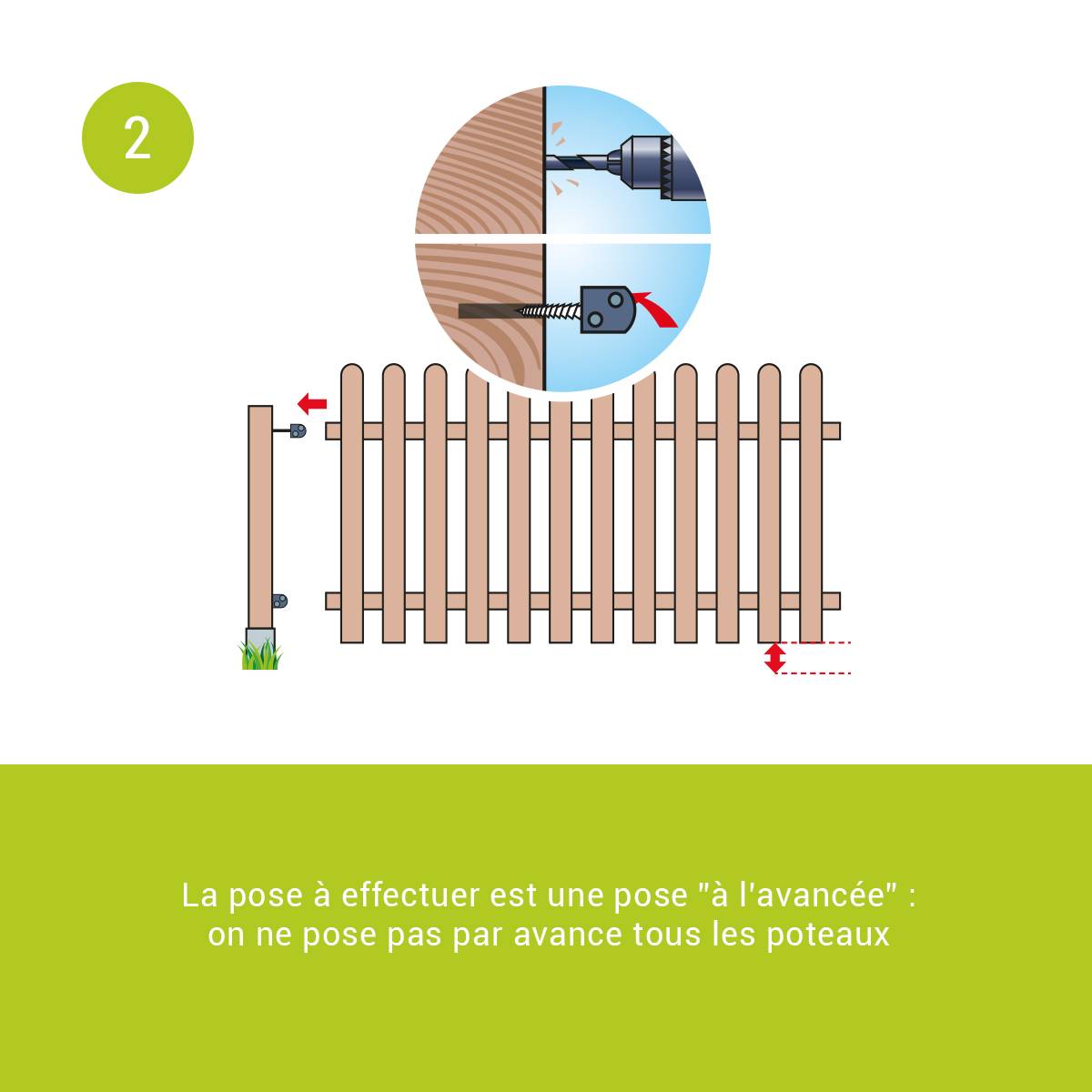 Kit clôture en bois Prunus H 100 à fixer - Cémonjardin - Imagen 5