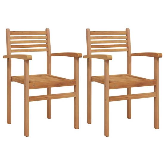 Chaises de salle à manger d'extérieur en teck massif design rustique pour jardin Lot de 2 Marron – ComfortXL Outdoor Living - Image 2