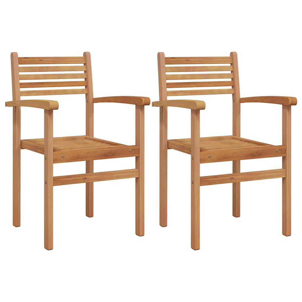 Chaises de salle à manger d'extérieur en teck massif design rustique pour jardin Lot de 2 Marron – ComfortXL Outdoor Living - Image 2