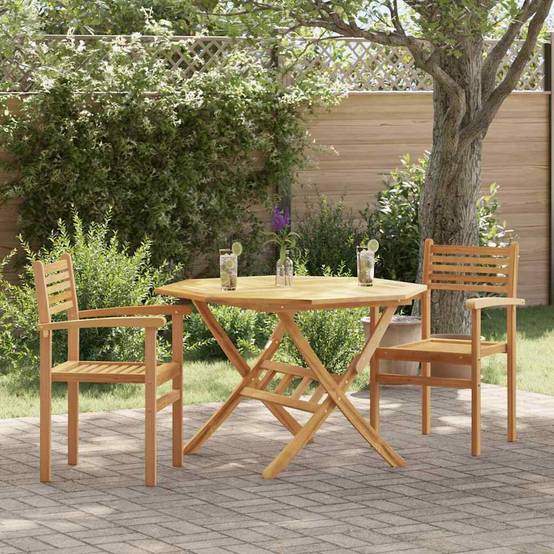 Chaises de salle à manger d'extérieur en teck massif design rustique pour jardin Lot de 2 Marron – ComfortXL Outdoor Living - Image 1