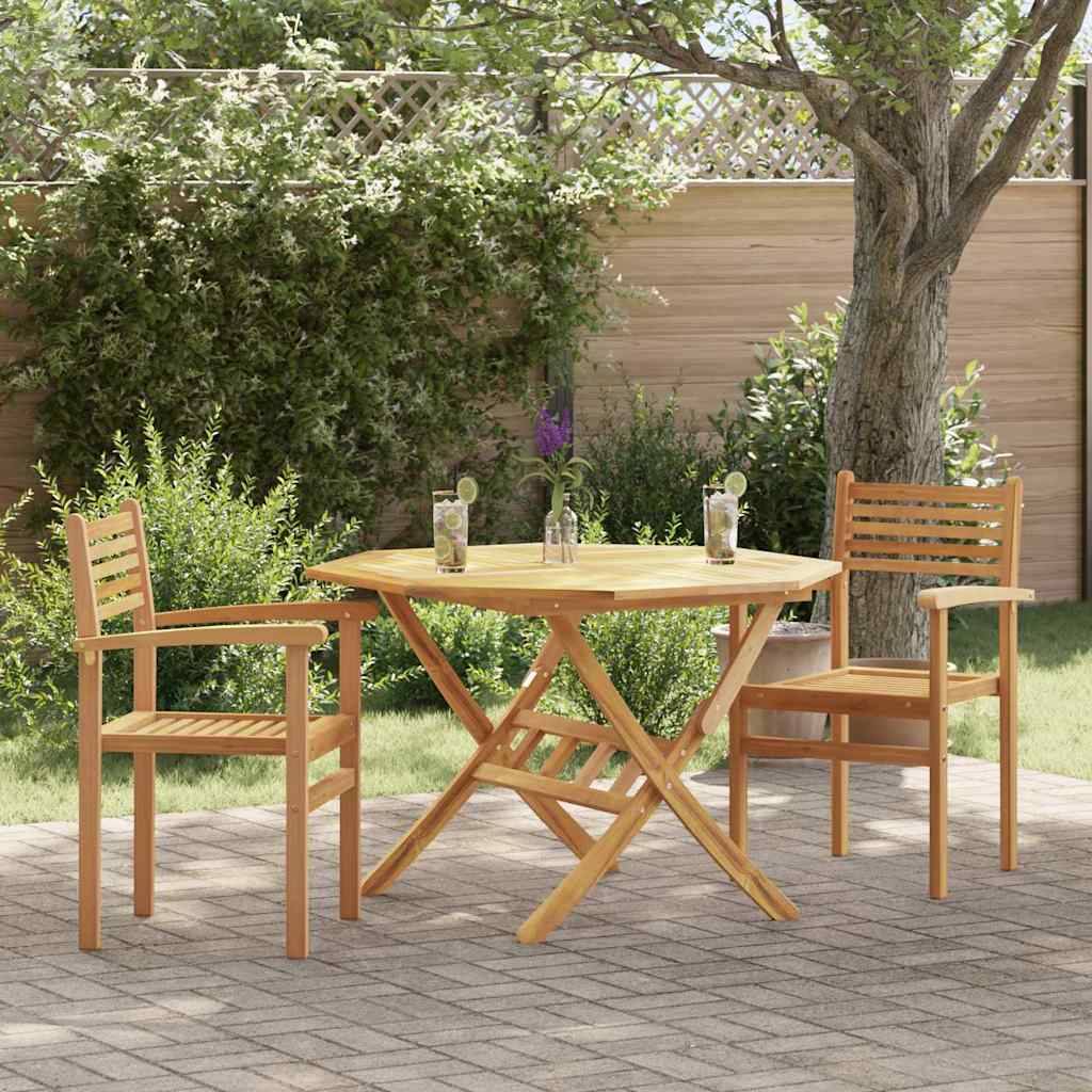 Chaises de salle à manger d'extérieur en teck massif design rustique pour jardin Lot de 2 Marron – ComfortXL Outdoor Living - Image 1