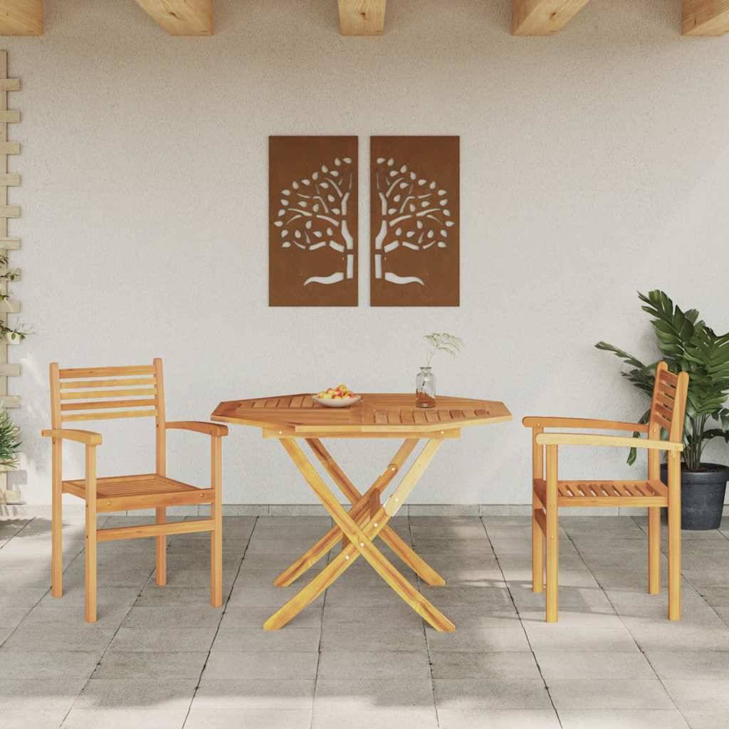 Chaises de salle à manger d'extérieur en teck massif design rustique pour jardin Lot de 2 Marron – ComfortXL Outdoor Living - Image 3