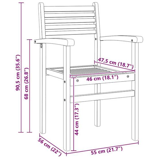 Chaises de salle à manger d'extérieur en teck massif design rustique pour jardin Lot de 2 Marron – ComfortXL Outdoor Living - Image 8