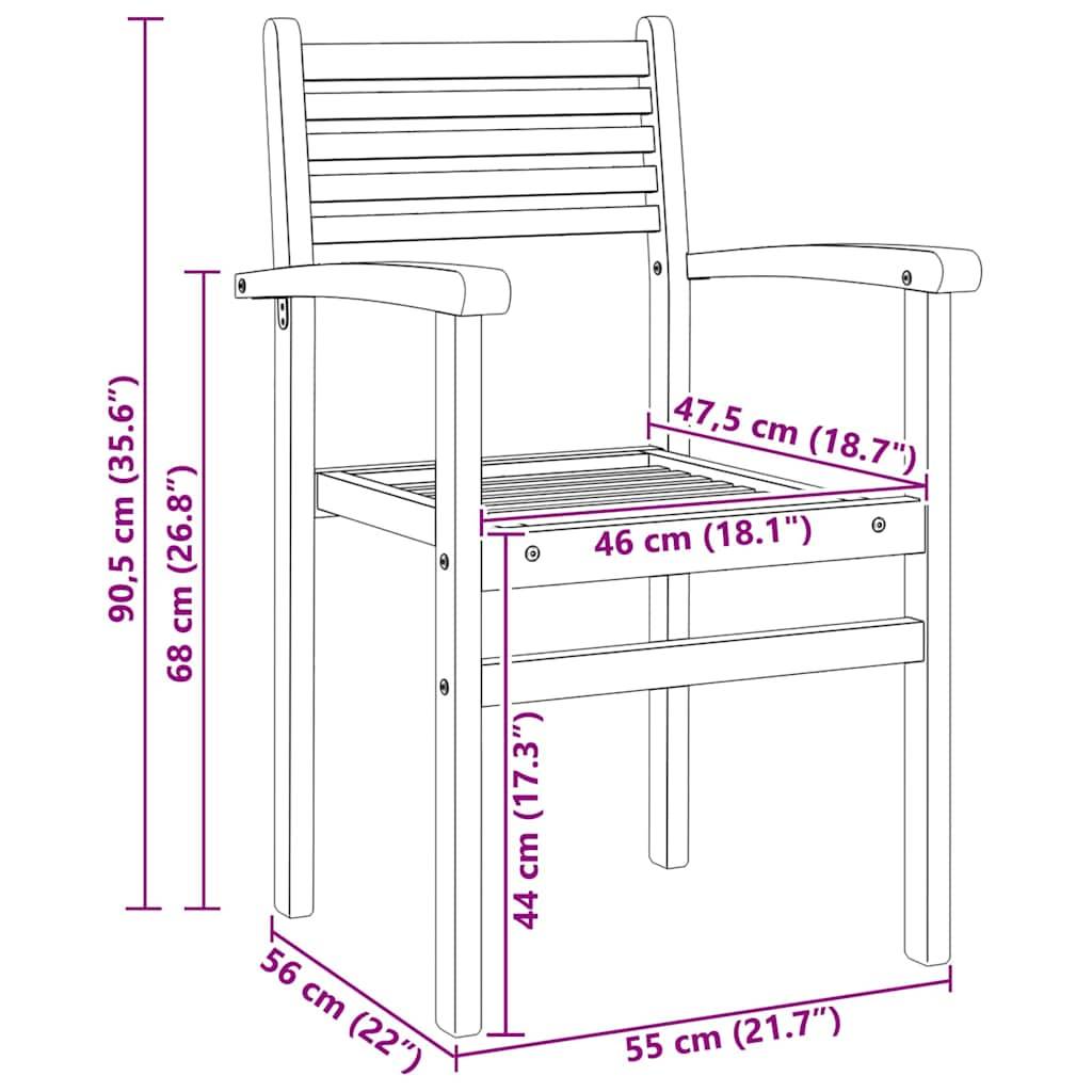 Chaises de salle à manger d'extérieur en teck massif design rustique pour jardin Lot de 2 Marron – ComfortXL Outdoor Living - Image 8