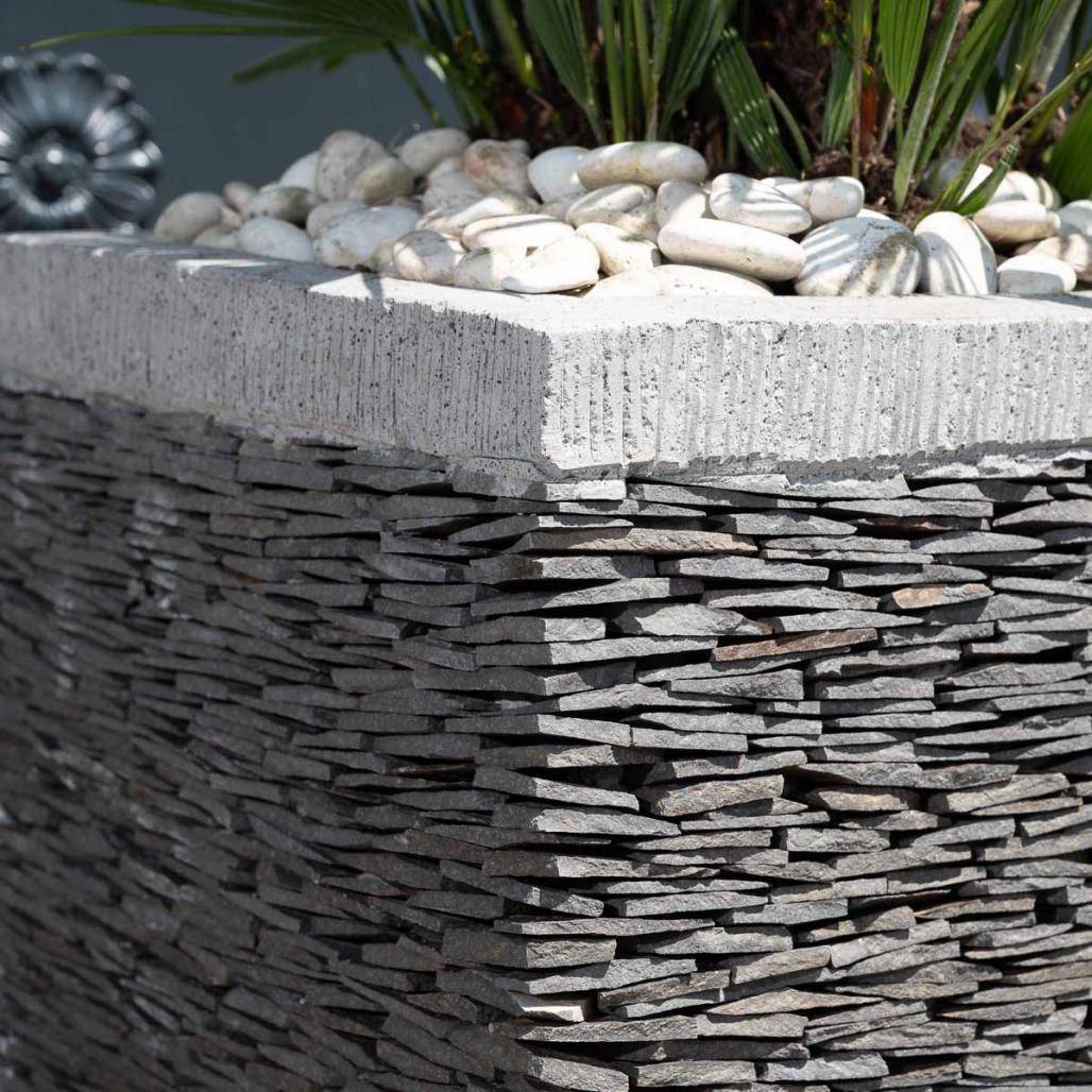 Pot bac jardinière carré ardoise 50cm jardin terrasse pierre naturelle - Image 3