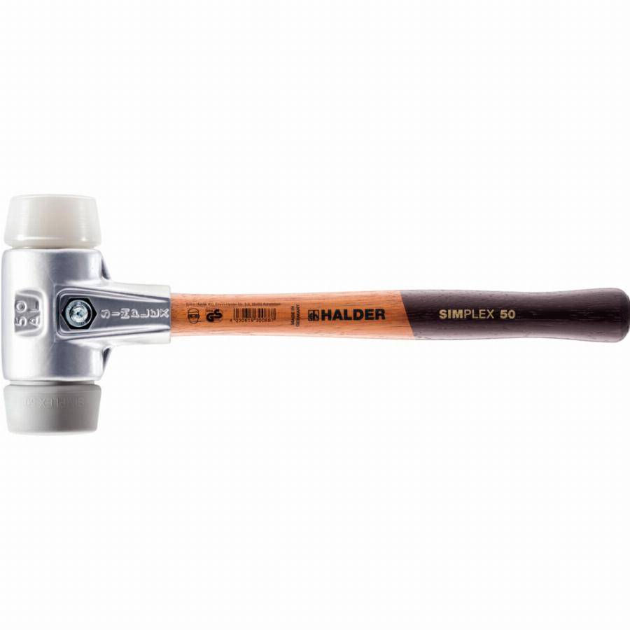 Maillet HALDER SIMPLEX TPE moyen / superplastique avec boîtier en aluminium et manche en bois - D=40 mm - 3137.040