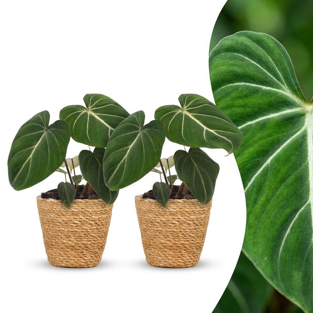 Philodendron Gloriosum - Pot de 12cm - 2 plantes - Panier - Plantes d'intérieur - Image 1