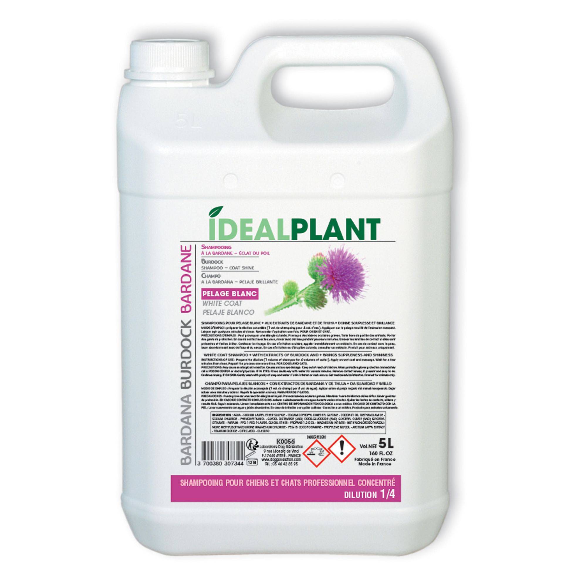 Shampoing blanc à la Bardane IdealPlant : 5L IDEALPLANT