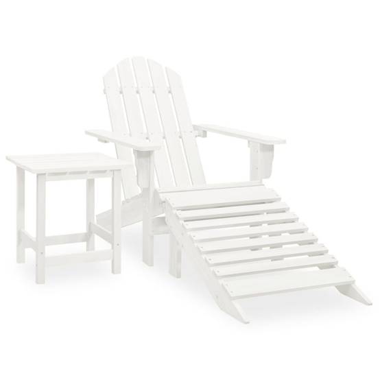 Chaise de jardin - Chaise d'extérieur - Fauteuil d'extérieur Adirondack avec pouf et table Sapin Blanc - MEUBLE PRO - Image 2