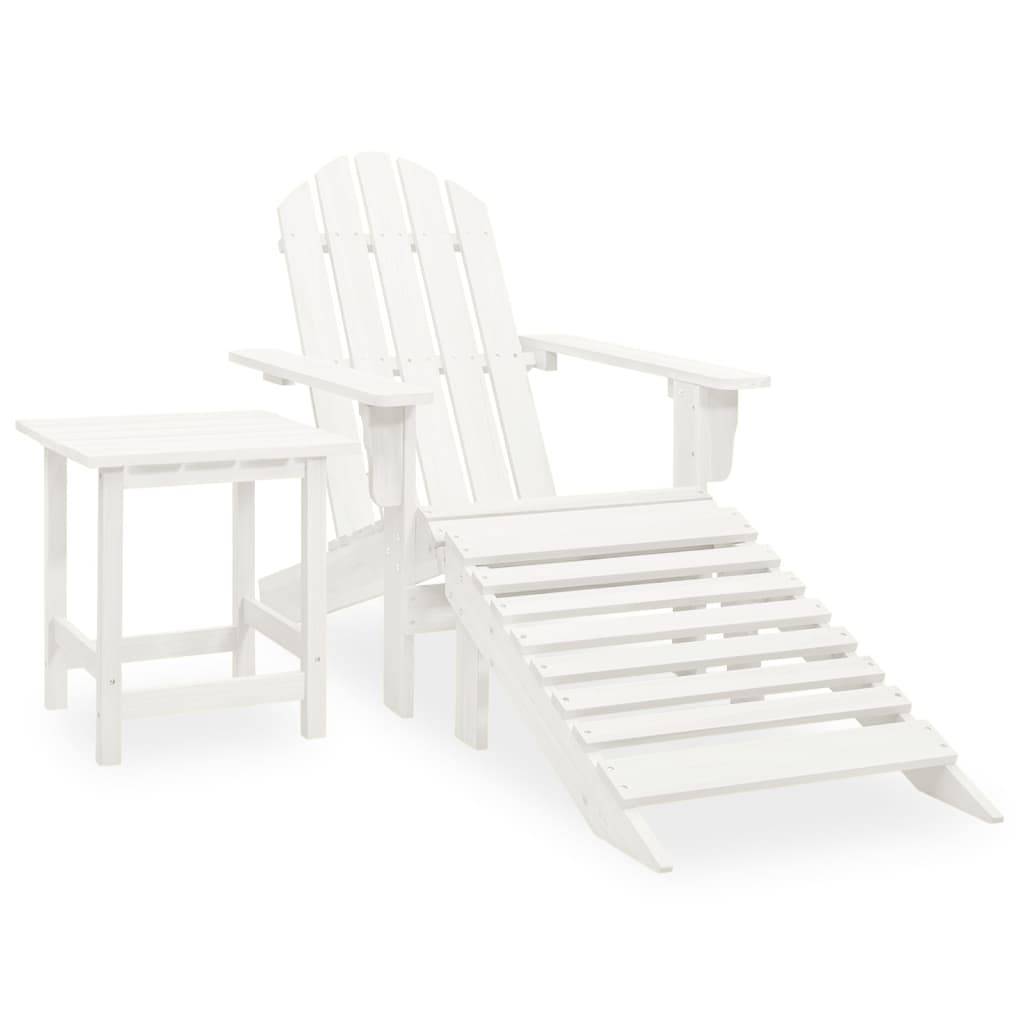 Chaise de jardin - Chaise d'extérieur - Fauteuil d'extérieur Adirondack avec pouf et table Sapin Blanc - MEUBLE PRO - Image 2