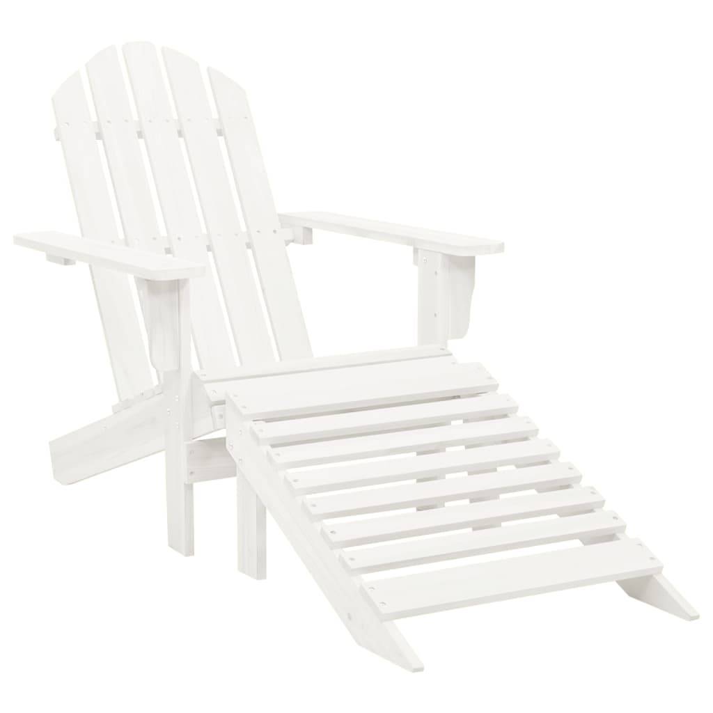 Chaise de jardin - Chaise d'extérieur - Fauteuil d'extérieur Adirondack avec pouf et table Sapin Blanc - MEUBLE PRO - Image 5