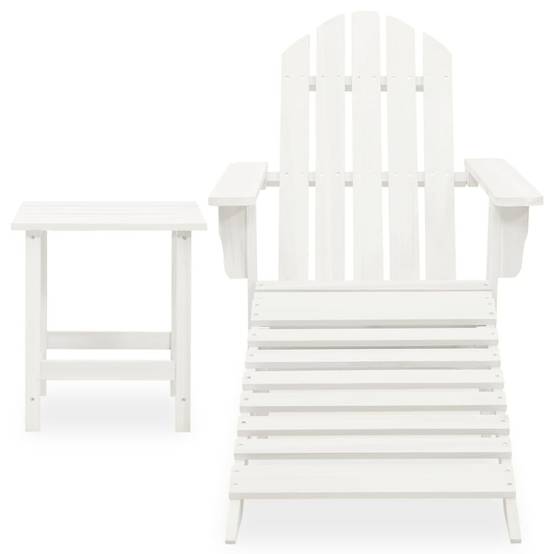 Chaise de jardin - Chaise d'extérieur - Fauteuil d'extérieur Adirondack avec pouf et table Sapin Blanc - MEUBLE PRO - Image 1