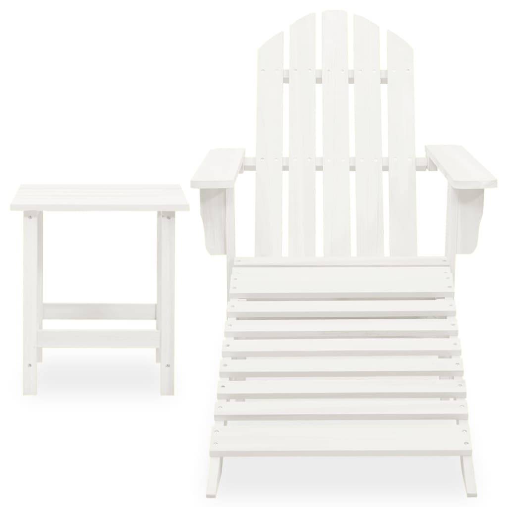 Chaise de jardin - Chaise d'extérieur - Fauteuil d'extérieur Adirondack avec pouf et table Sapin Blanc - MEUBLE PRO - Image 1