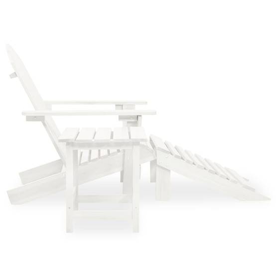 Chaise de jardin - Chaise d'extérieur - Fauteuil d'extérieur Adirondack avec pouf et table Sapin Blanc - MEUBLE PRO - Image 3