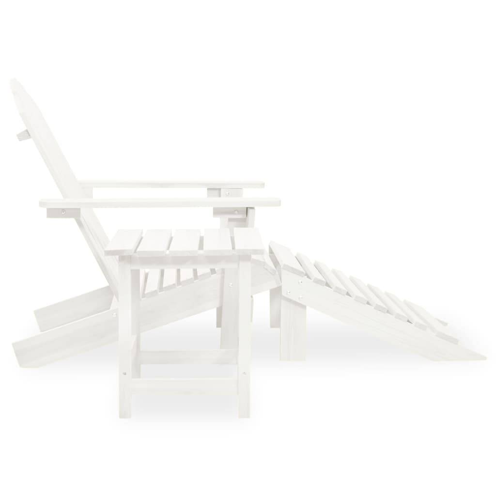 Chaise de jardin - Chaise d'extérieur - Fauteuil d'extérieur Adirondack avec pouf et table Sapin Blanc - MEUBLE PRO - Image 3