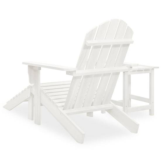 Chaise de jardin - Chaise d'extérieur - Fauteuil d'extérieur Adirondack avec pouf et table Sapin Blanc - MEUBLE PRO - Image 4