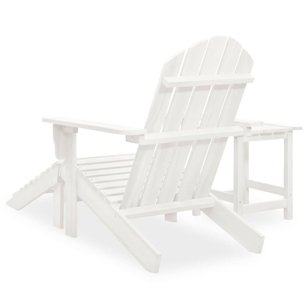 Chaise de jardin - Chaise d'extérieur - Fauteuil d'extérieur Adirondack avec pouf et table Sapin Blanc - MEUBLE PRO - Image 4
