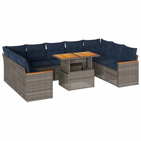 ComfortXL - Très grand salon de jardin 10 pcs résine tressée avec table haute et rangements Gris – ComfortXL Outdoor Living - Image 2