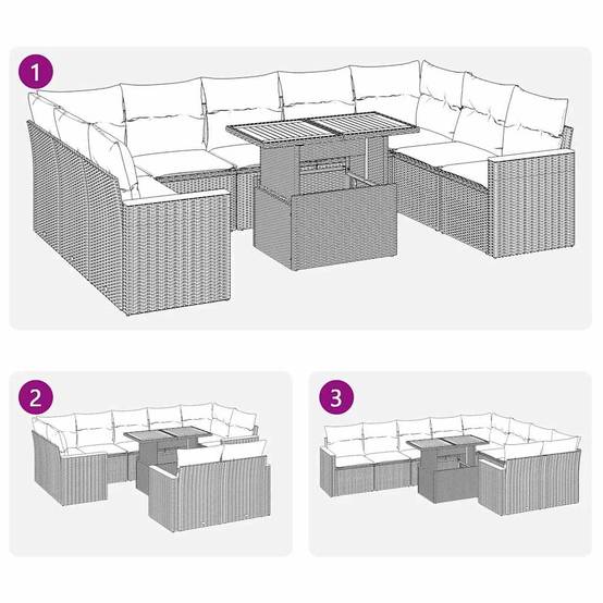 ComfortXL - Très grand salon de jardin 10 pcs résine tressée avec table haute et rangements Gris – ComfortXL Outdoor Living - Image 3