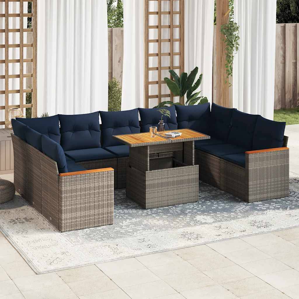 ComfortXL - Très grand salon de jardin 10 pcs résine tressée avec table haute et rangements Gris – ComfortXL Outdoor Living - Image 1