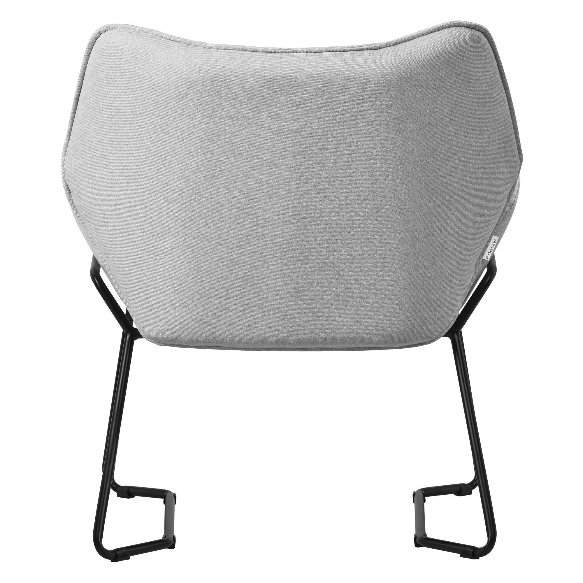 Ml-Design - Fauteuil de salon relax gris clair siége de lecture confortable scandinave effet lin dossier incliné pieds en acier rembourrage moelleux avec coussin - Image 4