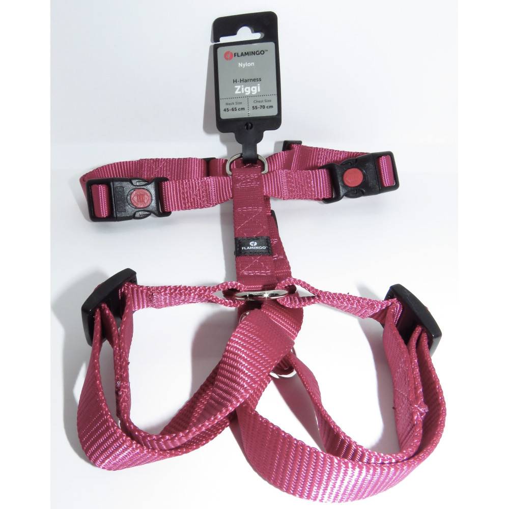 Flamingo - Harnais H Ziggi  L/XL tour de cou 45 -65 cm 20 MM. rouge cerise pour chien. - Imagen 2
