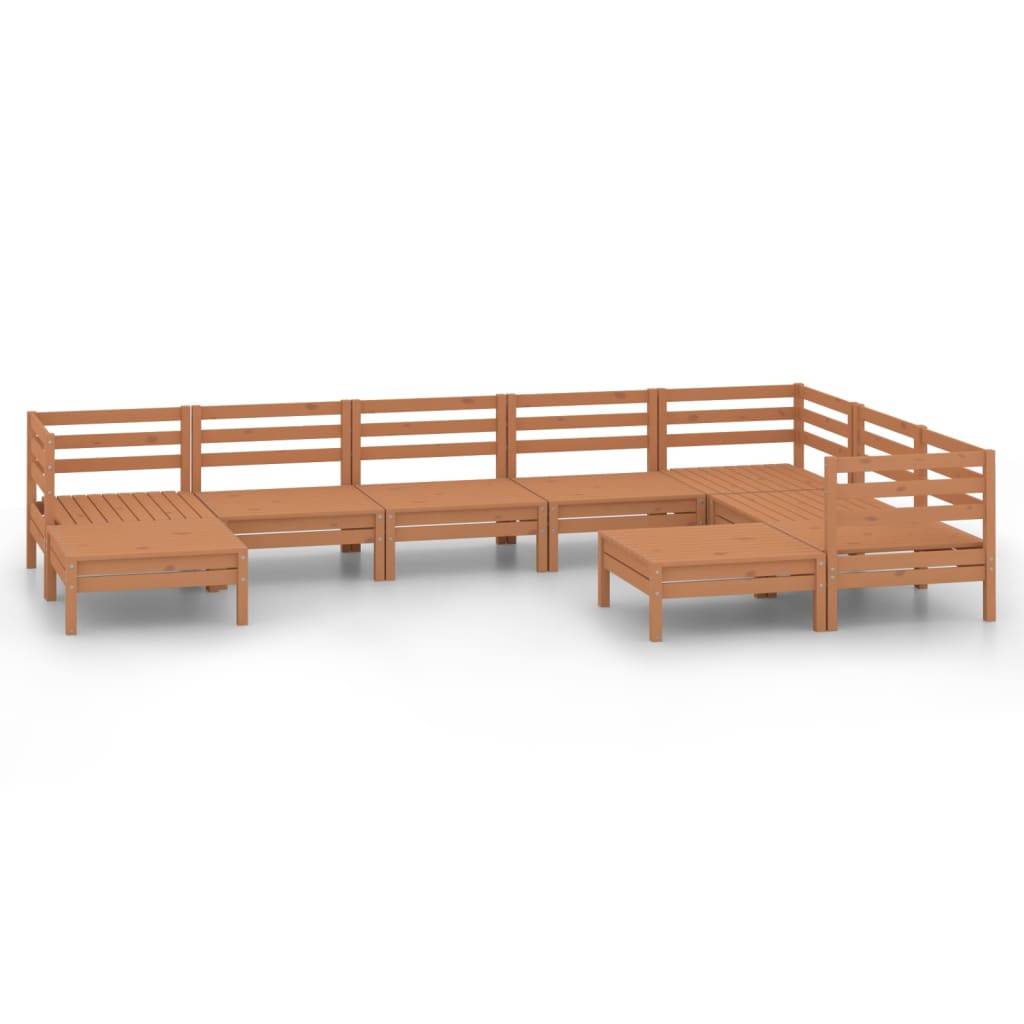 Helloshop26 - Salon de jardin meuble d'extérieur ensemble de mobilier 9 pièces bois de pin massif marron miel - Imagen 1