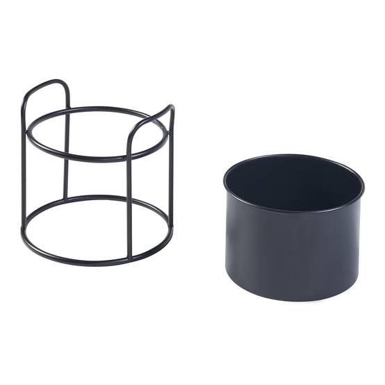 Helloshop26 - Set de 2 porte-plantes de tailles variées métal noir - Image 4