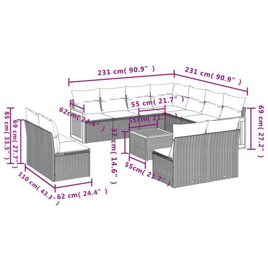 Salon de jardin 12 places beige en résine tressée avec rangement et table – ComfortXL Outdoor Living - Image 3