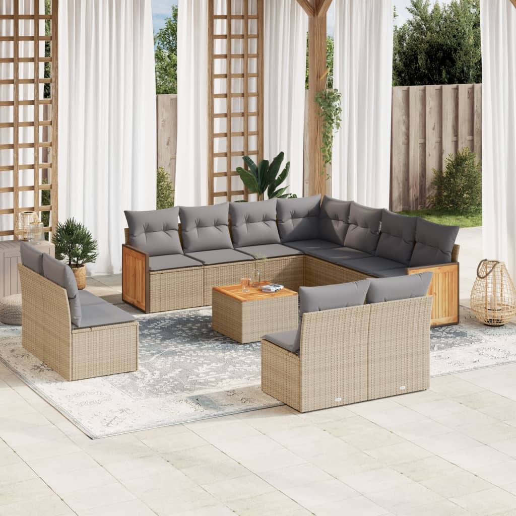 Salon de jardin 12 places beige en résine tressée avec rangement et table – ComfortXL Outdoor Living - Image 1