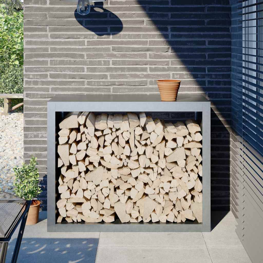 Range-bûches acier galvanisé anti-rouille pour bois de chauffage 100x80 cm – ComfortXL Outdoor Living - Image 1