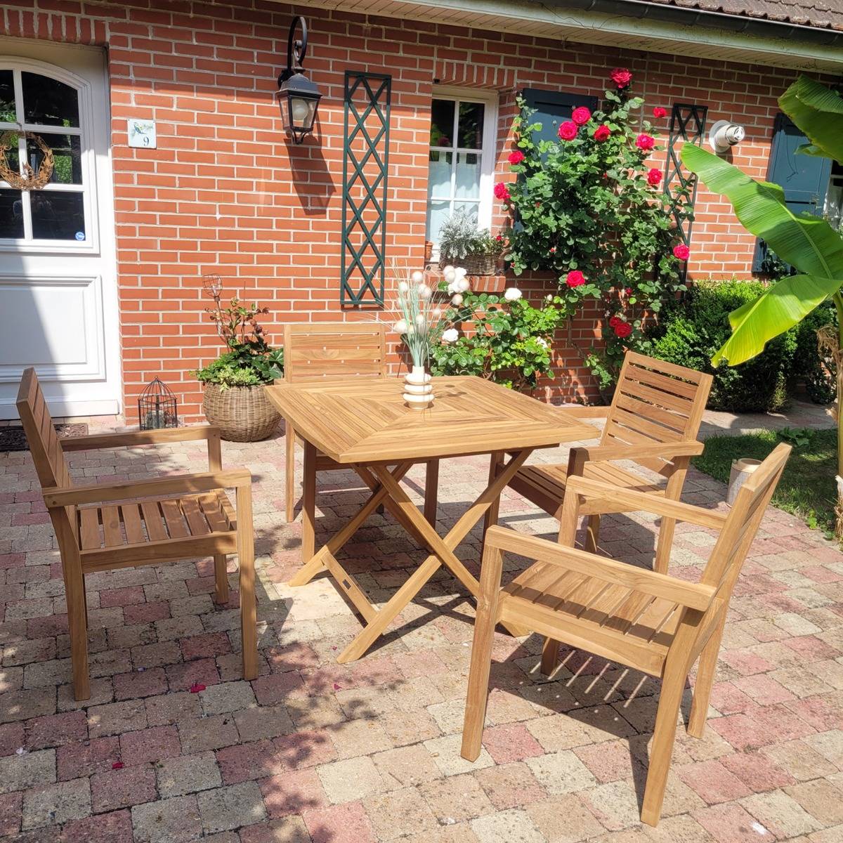 Teck'Attitude - Table pliante carrée en teck massif Cardif 90 x 90 cm - TECK'Attitude - Imagen 3