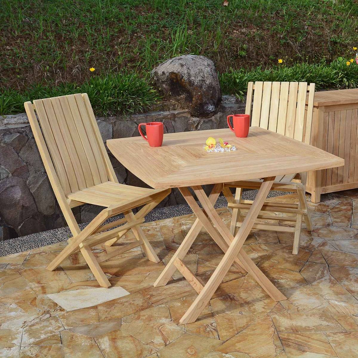 Teck'Attitude - Table pliante carrée en teck massif Cardif 90 x 90 cm - TECK'Attitude - Imagen 6