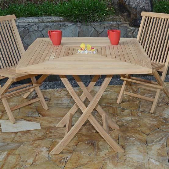 Teck'Attitude - Table pliante carrée en teck massif Cardif 90 x 90 cm - TECK'Attitude - Imagen 2
