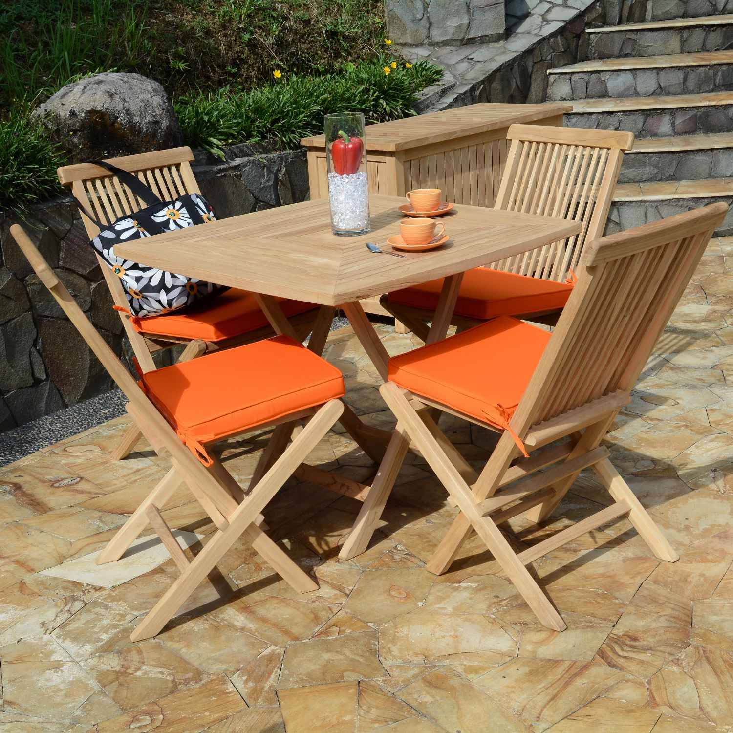 Teck'Attitude - Table pliante carrée en teck massif Cardif 90 x 90 cm - TECK'Attitude - Imagen 4