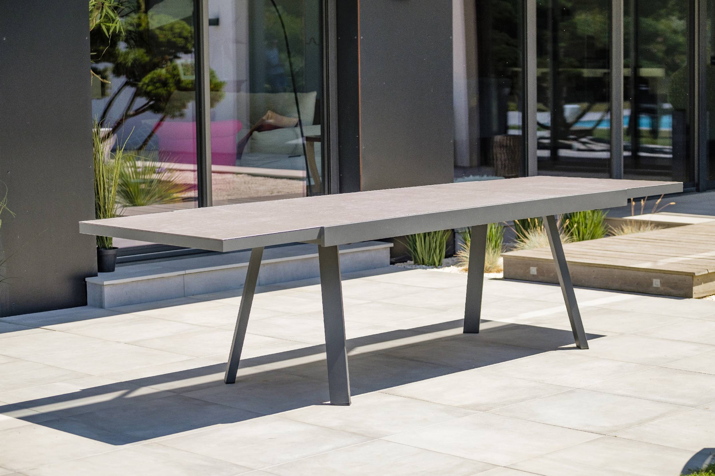 Dcb Garden - Ensemble repas de jardin 8 places en céramique sur verre - Gris anthracite - STOCKHOLM - Imagen 8