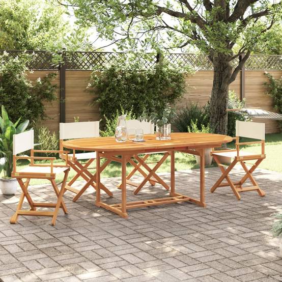 Lot de 4 Chaises de jardin pliables - Chaises d'extérieur - Chaise pliante de jardin blanc crème tissu - Image 2