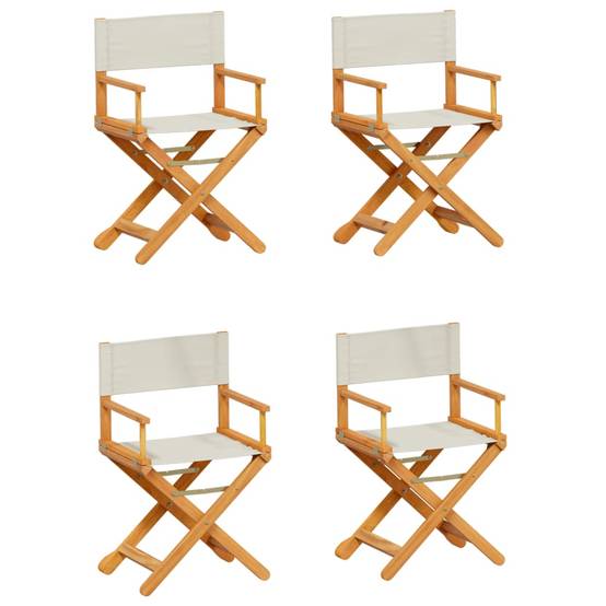 Lot de 4 Chaises de jardin pliables - Chaises d'extérieur - Chaise pliante de jardin blanc crème tissu - Image 1