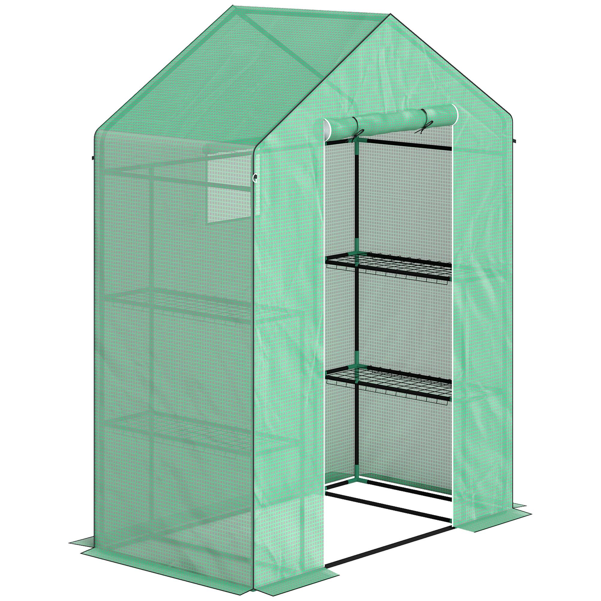 Serre de Jardin Acier PE pour Tomates Plantes avec Étagères 143x74x190cm Vert - ComfortXL Outdoor Living - Image 2