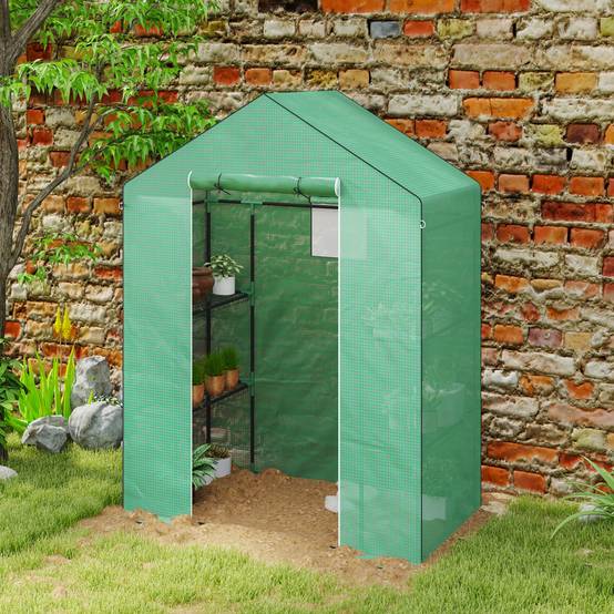 Serre de Jardin Acier PE pour Tomates Plantes avec Étagères 143x74x190cm Vert - ComfortXL Outdoor Living - Image 8