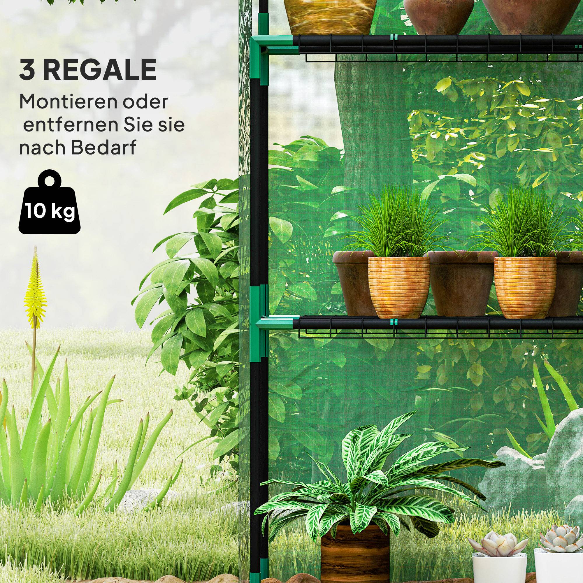 Serre de Jardin Acier PE pour Tomates Plantes avec Étagères 143x74x190cm Vert - ComfortXL Outdoor Living - Image 4