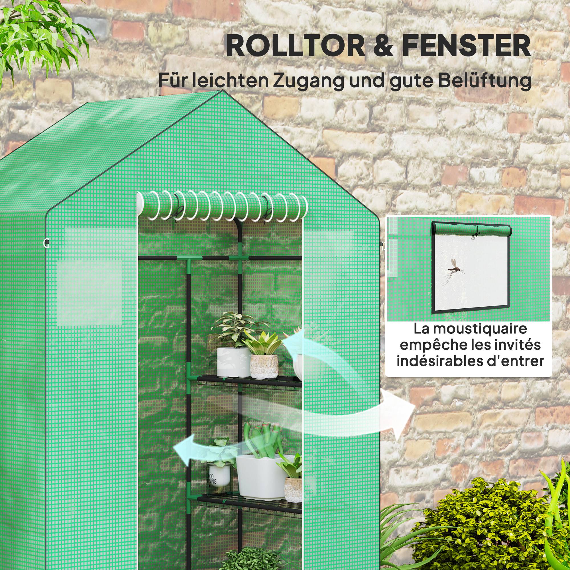 Serre de Jardin Acier PE pour Tomates Plantes avec Étagères 143x74x190cm Vert - ComfortXL Outdoor Living - Image 6