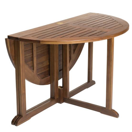 MAEVA - Table de jardin 4/5 pers.- table ronde rabats bois teck huilé - Image 4