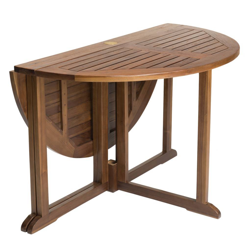 MAEVA - Table de jardin 4/5 pers.- table ronde rabats bois teck huilé - Image 4