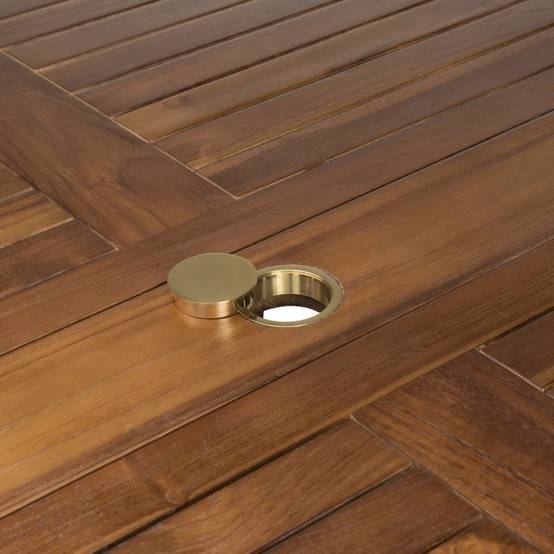 MAEVA - Table de jardin 4/5 pers.- table ronde rabats bois teck huilé - Image 5