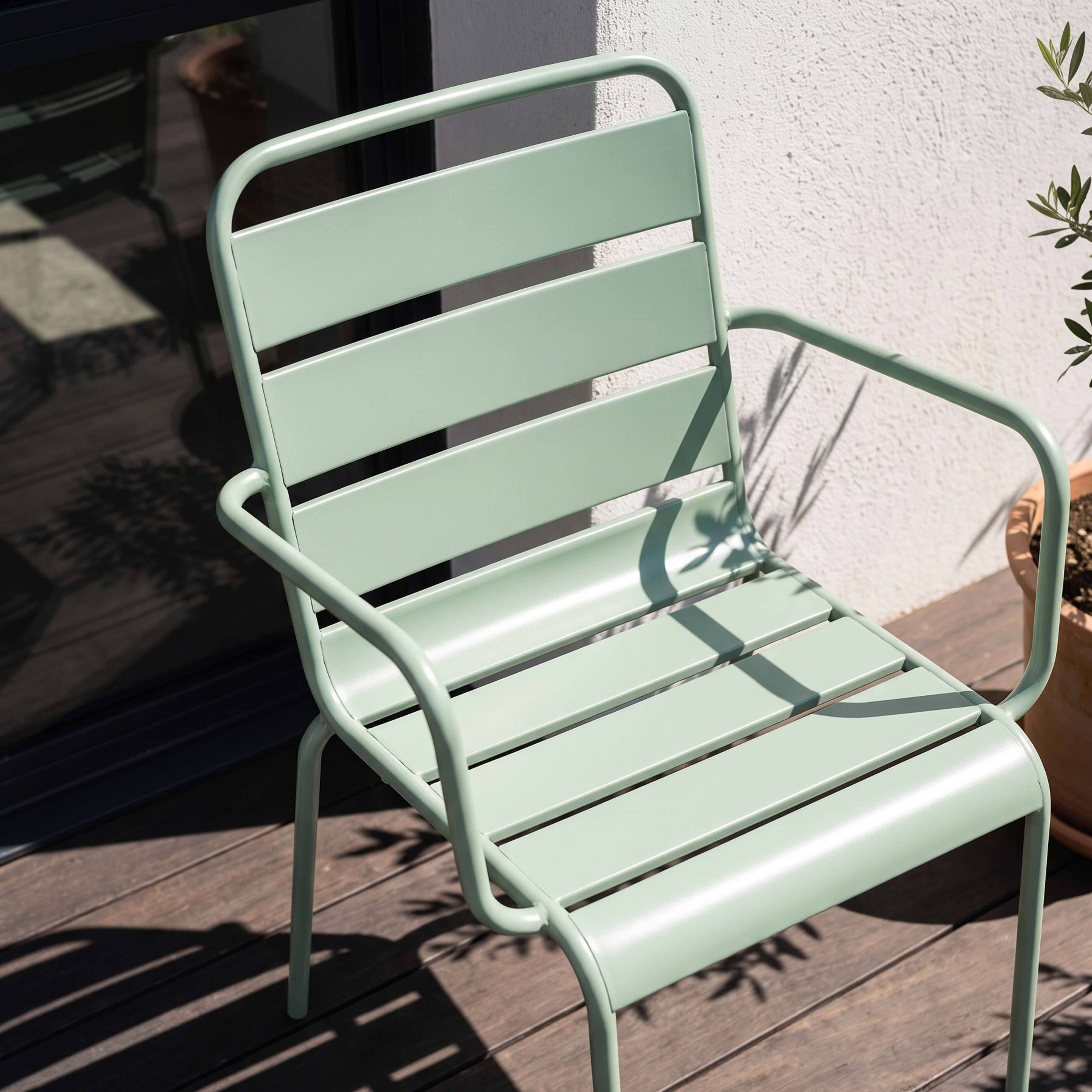 Oviala - Fauteuil de jardin en métal vert sauge Palavas - Oviala - Imagen 3