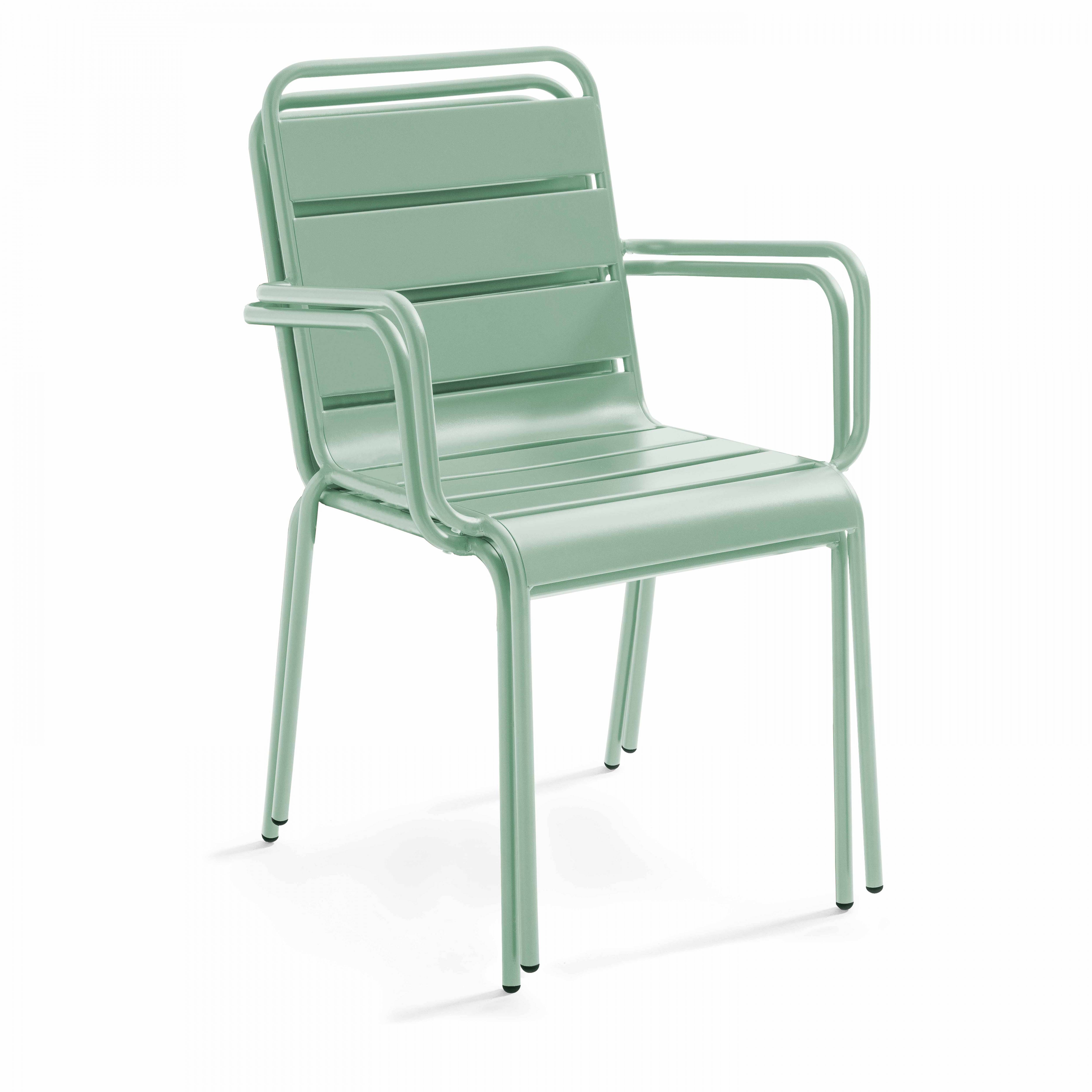 Oviala - Fauteuil de jardin en métal vert sauge Palavas - Oviala - Imagen 4