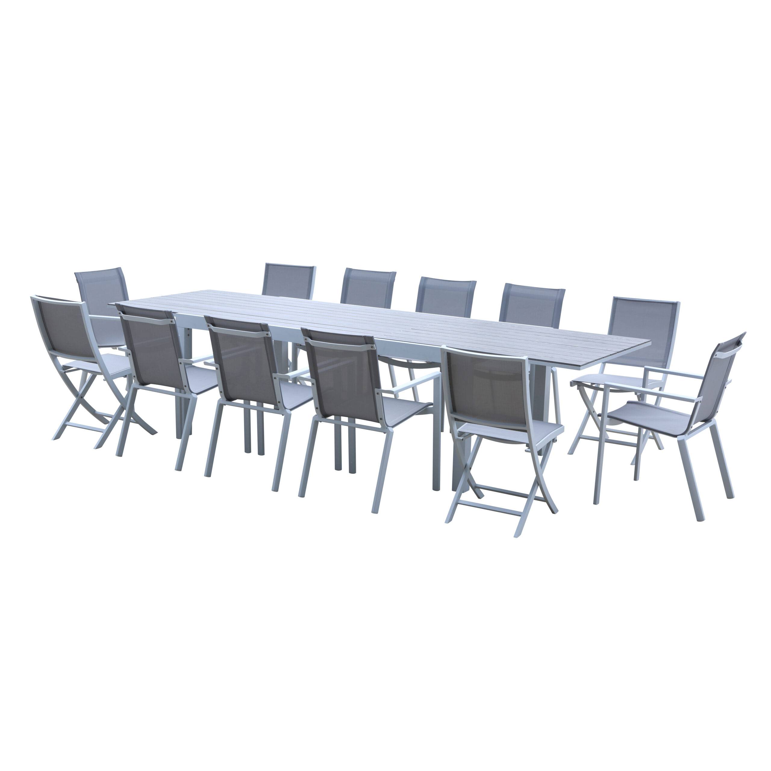 Wilsa Garden - Ensemble de jardin aluminium 6/10 places extensible TULUM avec 8 fauteuils et 4 chaises - Imagen 2
