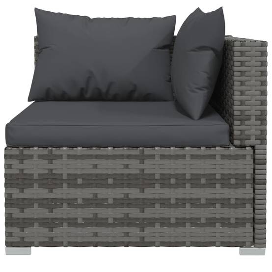 Helloshop26 - Salon de jardin meuble d'extérieur ensemble de mobilier 8 pièces avec coussins résine tressée gris - Imagen 5